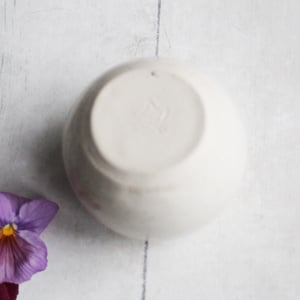 Image of Small Vase for your Petite Flowers, Handcrafted Round Vase in White Satin Speckled Glaze, Made in US