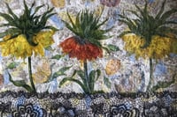 Image 4 of Paper mache wall plate with crown imperial fritillaria and shells decoupage. 