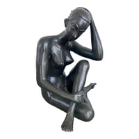Image 1 of Mid 20th Century Vintage Patinated Bronze Sculpture of a Seated Woman