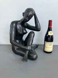 Image 2 of Mid 20th Century Vintage Patinated Bronze Sculpture of a Seated Woman