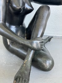 Image 4 of Mid 20th Century Vintage Patinated Bronze Sculpture of a Seated Woman