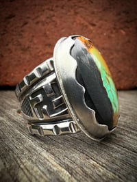 Image 3 of WL&A Handmade Heavy Chunky Ingot Black Jack Ribbon Whirling Log Ring - Size 12