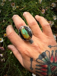 Image 4 of WL&A Handmade Heavy Chunky Ingot Black Jack Ribbon Whirling Log Ring - Size 12
