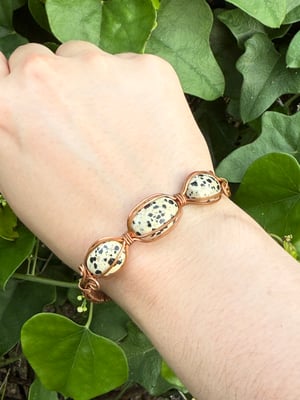 Copper Wire Wrapped Dalmatian Jasper Bracelet