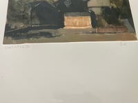 Image 3 of Wonderful Abstract Cottage Scene, Painting on Paper, Signed and Framed