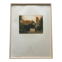 Image 1 of Wonderful Abstract Cottage Scene, Painting on Paper, Signed and Framed