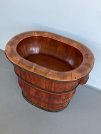 Image 3 of Antique Chinese two-piece wooden child bathing vessel, circa late 19th century. This is a very nice 
