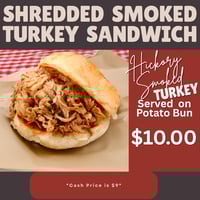 Plain Shredded Smoked Turkey Sandwich