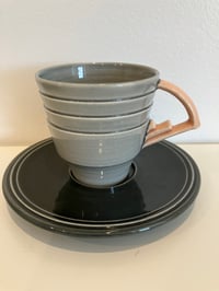 Image 10 of Michael Lambert Rare 1984 Hand Signed Art Deco Inspired Cups and Saucer Set- 8 Pieces