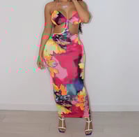 Lush Petal Cut-out Print Dress