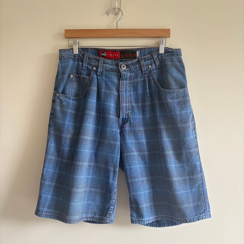 Image of Levi's Silver Tab Plaid Denim Shorts