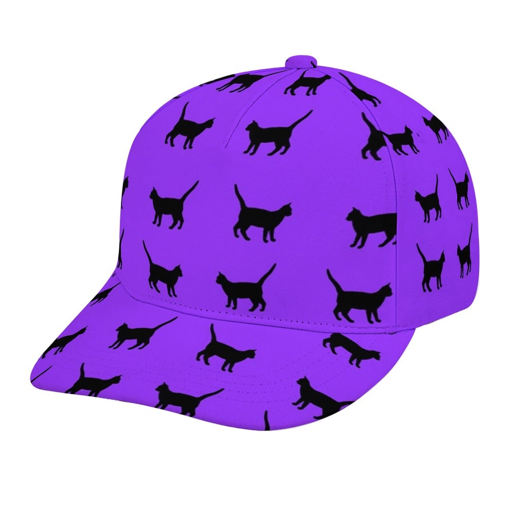 Image of Black Cats on Purple Background Baseball Cap