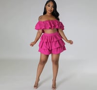 Image 1 of Ruffle Crop Top and Shorts