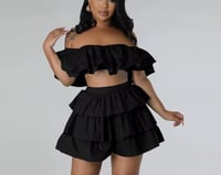 Image 2 of Ruffle Crop Top and Shorts