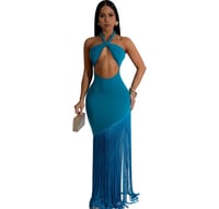 Image 1 of Tassel Solid Sexy Dress