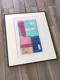 Image 4 of Nasser Almulhim Original Abstract Mixed Media Painting on Paper, Signed and Framed