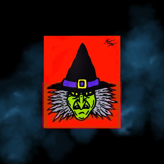Image of "Charged Witch" canvas PAINTING 4" x 5"