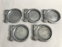 Image 2 of Set of 5 Vintage Seahorse Themed Metal Drinks Coasters