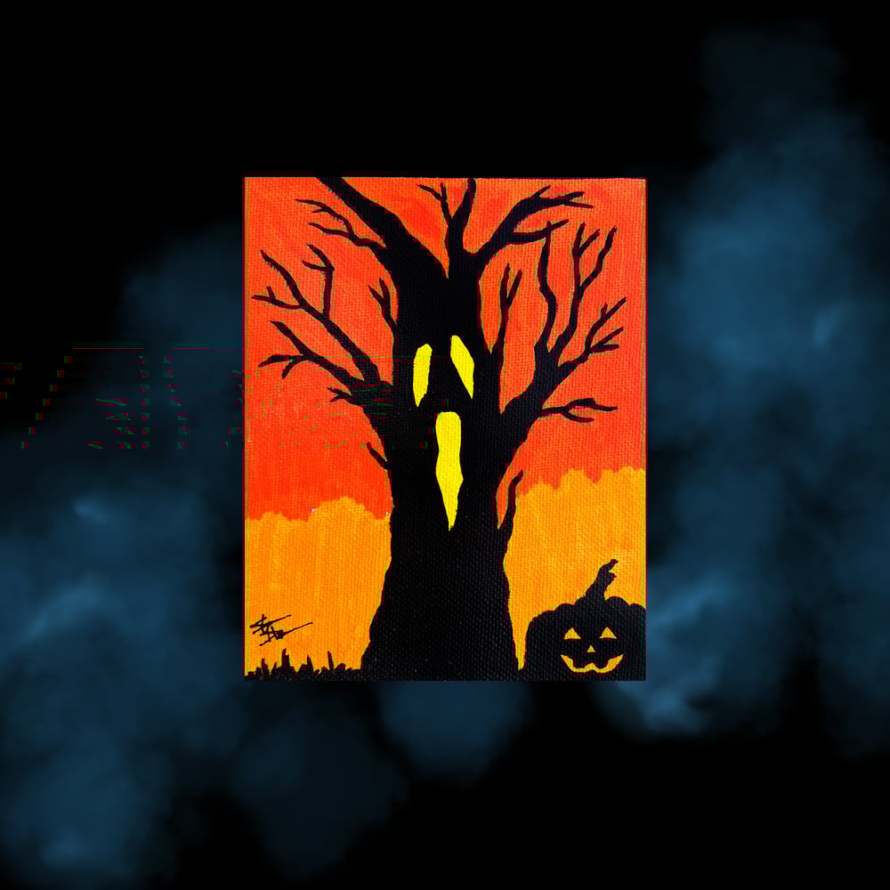 Image of "Screaming Tree" canvas PAINTING 4" x 5"