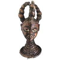 Image 1 of Early 20th Century Awesome and Authentic Ekoi Ejagham Horned Figure Head Dress Southern Nigeria