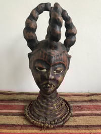 Image 2 of Early 20th Century Awesome and Authentic Ekoi Ejagham Horned Figure Head Dress Southern Nigeria