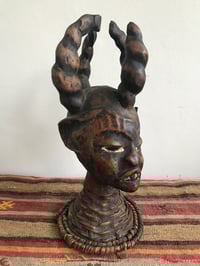 Image 7 of Early 20th Century Awesome and Authentic Ekoi Ejagham Horned Figure Head Dress Southern Nigeria