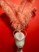 Image of PINK metal showgirls headpiece frame and feathers 