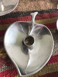 Image 6 of Set of 6 Vintage Danish Modern Silverplated Leaf-Shaped Candleholders, Prima, Hugo Grun