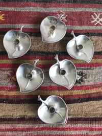 Image 4 of Set of 6 Vintage Danish Modern Silverplated Leaf-Shaped Candleholders, Prima, Hugo Grun