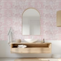 Image 4 of Blush Cityscape Peel and Stick Wallpaper 