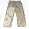 Cream Floral Adjustable Waist Baggy Pants S-L
