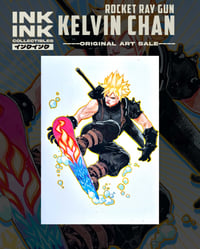 Image 1 of Original Art: Cloud Strife, Snowboarding // Kelvin Chan Rocketraygun