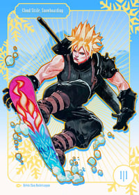 Image 3 of Original Art: Cloud Strife, Snowboarding // Kelvin Chan Rocketraygun