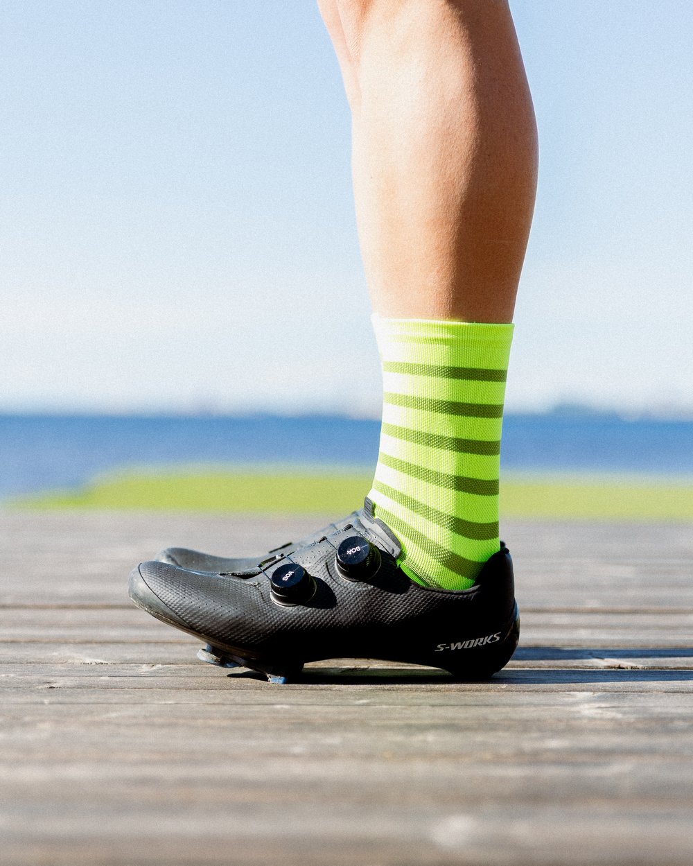 Image of 6.5 inch tall "Yellow & Lime" Summer Sock