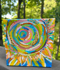 Image 2 of "Summer Harvest"  5x5x1.5  Original Mixed Media Painting on Archival Linen Canvas