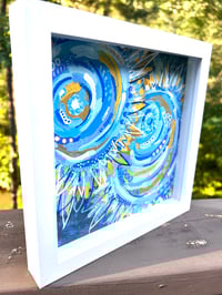Image 3 of Endless Summer,  8x8, Acrylic and Mixed Media Painting, not matted, framed, abstract sunflowers
