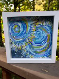 Image 4 of Endless Summer,  8x8, Acrylic and Mixed Media Painting, not matted, framed, abstract sunflowers