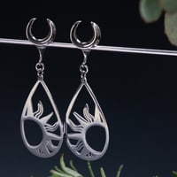 Image 1 of Silver Sun - Saddle Plugs - Stainless Steel - Dangle Plugs - Stainless Steel 316L