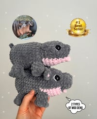 Image 1 of Moo Deng Baby Hippo Crochet Amigurumi Plushie - Viral Meme Pygmy Hippo Cute Stuffed Toy