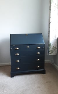 Image 1 of Writing Bureau in off black.