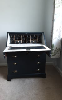 Image 4 of Writing Bureau in off black.