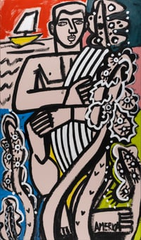 "Man on the Island with White Linen Towel" by America Martin