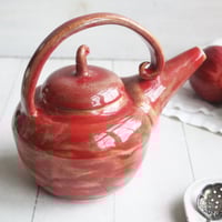Image 10 of Red Teapot, Handcrafted Nature Themed, 24 Ounce "Discounted Second" Sale