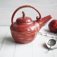 Image 2 of Red Teapot, Handcrafted Nature Themed, 24 Ounce "Discounted Second" Sale