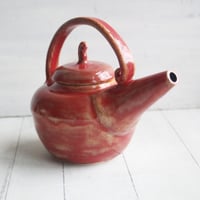 Image 12 of Red Teapot, Handcrafted Nature Themed, 24 Ounce "Discounted Second" Sale