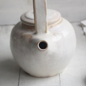 Image of Charming Rustic Creamy White Teapot, Handcrafted 20 Ounce "Discounted Second" Sale