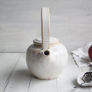 Image of Charming Rustic Creamy White Teapot, Handcrafted 20 Ounce "Discounted Second" Sale