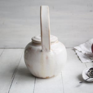 Image of Charming Rustic Creamy White Teapot, Handcrafted 20 Ounce "Discounted Second" Sale
