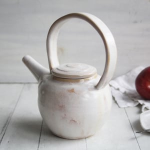 Image of Charming Rustic Creamy White Teapot, Handcrafted 20 Ounce "Discounted Second" Sale