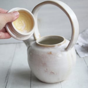 Image of Charming Rustic Creamy White Teapot, Handcrafted 20 Ounce "Discounted Second" Sale